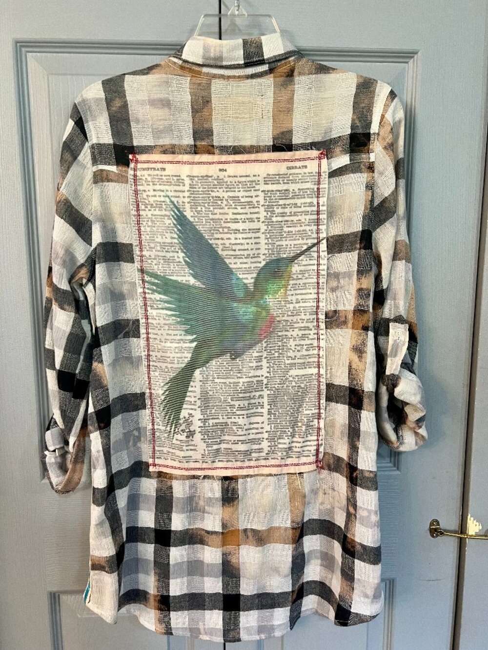 The Nu Vintage Hummingbird Gauze Button up Tunic,  Medium